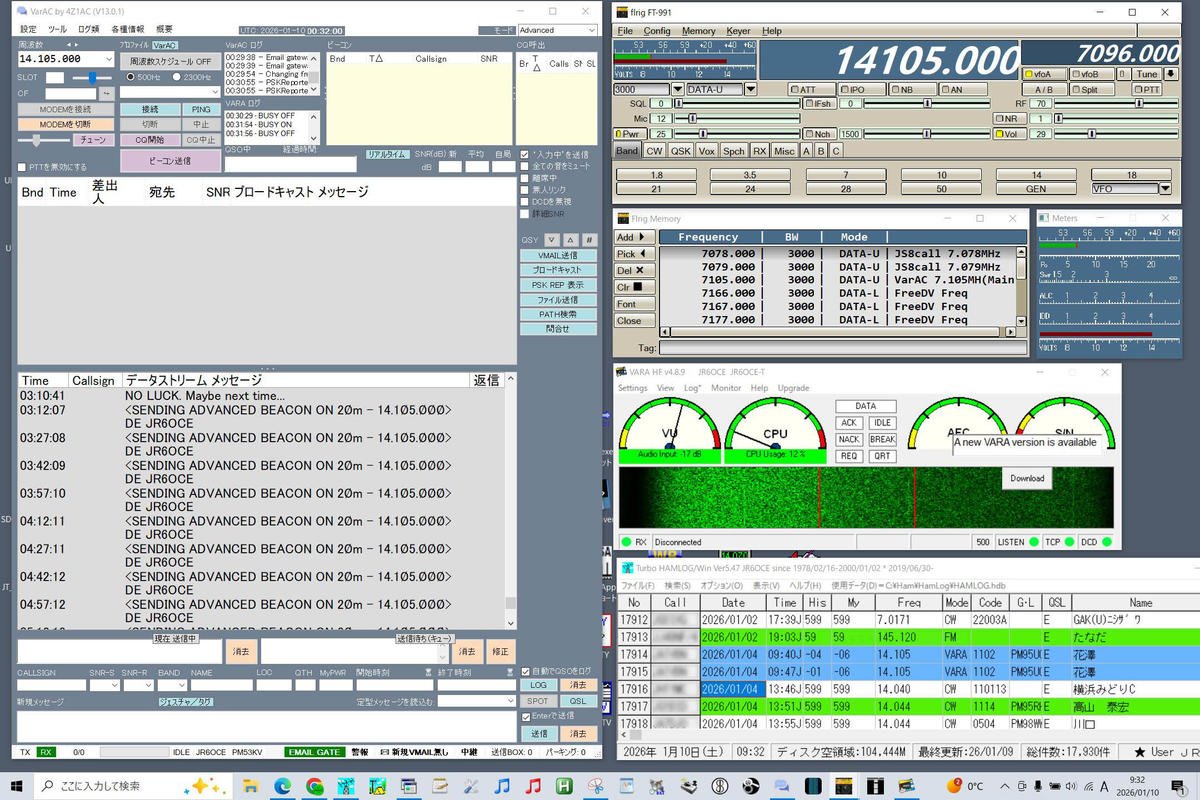 VarAC + VARA HF + Flrig + Turbo HAMLOG